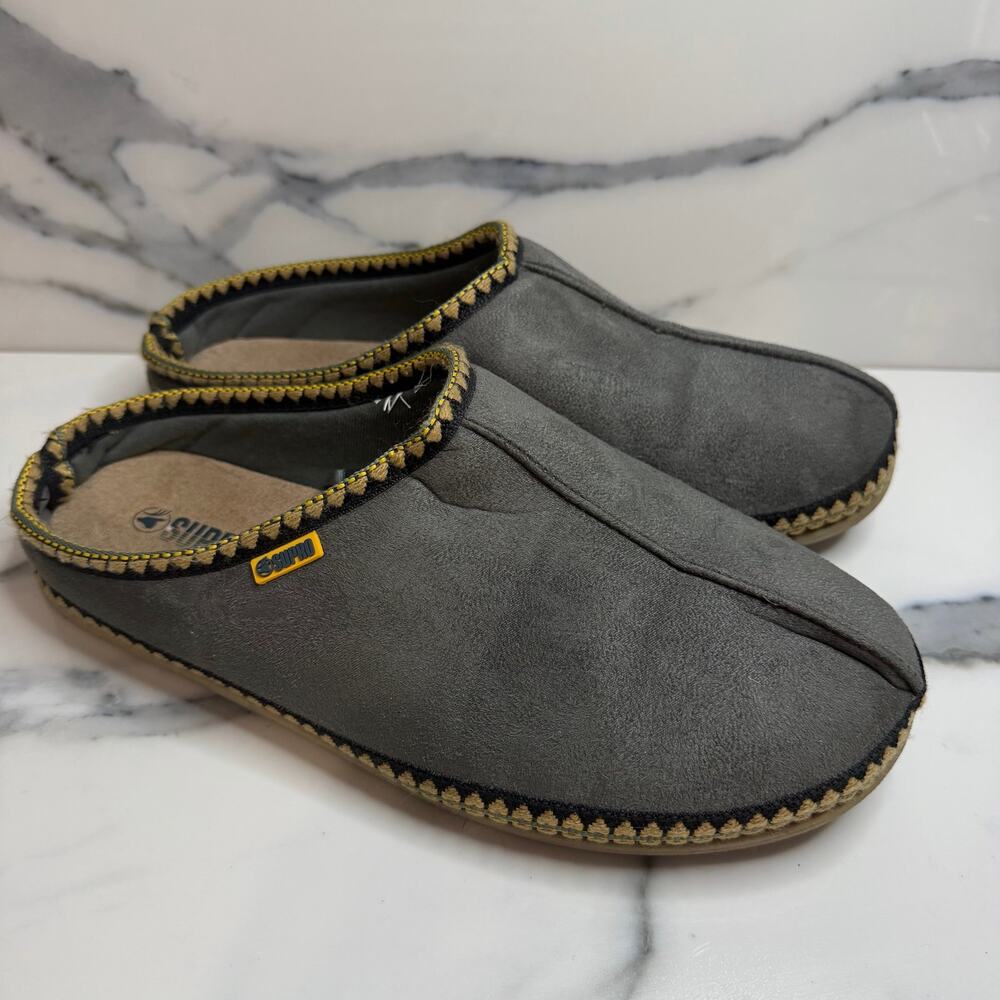 Deer Stags Supro Men's Gray Wherever Slippers Sz 10 Microsuede Comfort Slip-On